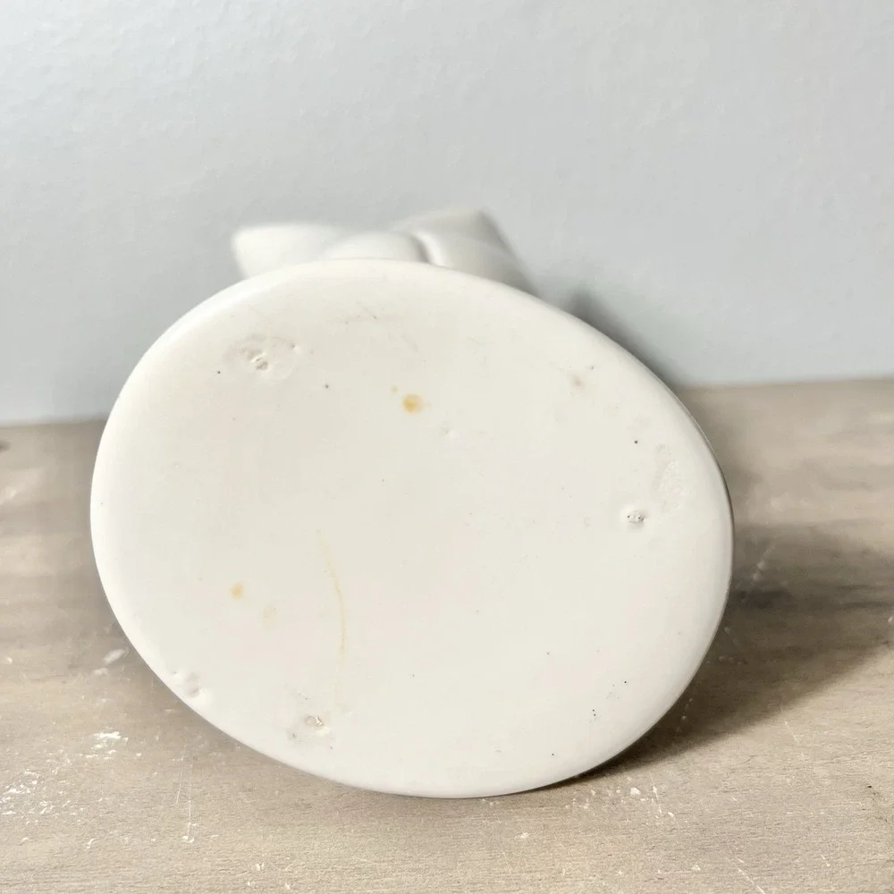 Vintage Ivory‎ Tulip Vase Planter Mid Century Ceramic Floral Pedestal 9